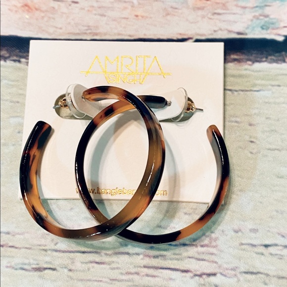 NWT Amrita Singh Women’s Tortoise Shell Earrings - Picture 2 of 3